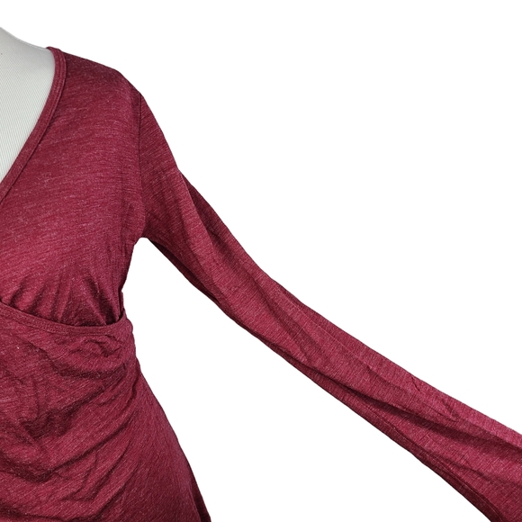Prana Nadia burgundy faux wrap burnout a-line wool blend dress size Large - Picture 6 of 14